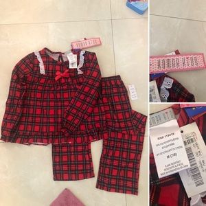 NWT Komar Kids  7/8 red plaid Christmas pajama set